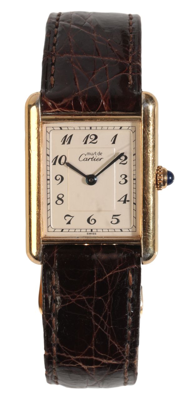 CARTIER (MUST DE CARTIER) : A LADY'S GOLD-PLATED WRISTWATCH