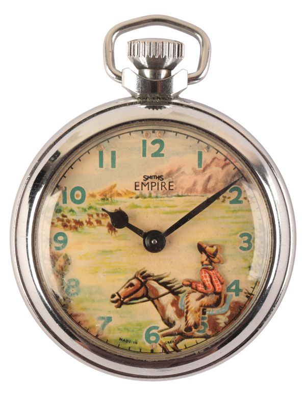 SMITHS EMPIRE: A NICKLE PLATED OPEN FACE POCKET WATCH