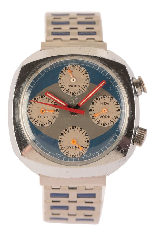 BULER CHRONOGRAPH: A GENTLEMAN'S STAINLESS STEEL BRACELET WATCH