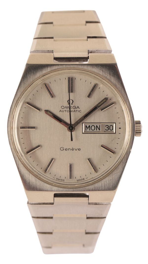 OMEGA GENEVE: A GENTLEMAN'S STAINLESS STEEL BRACELET WATCH