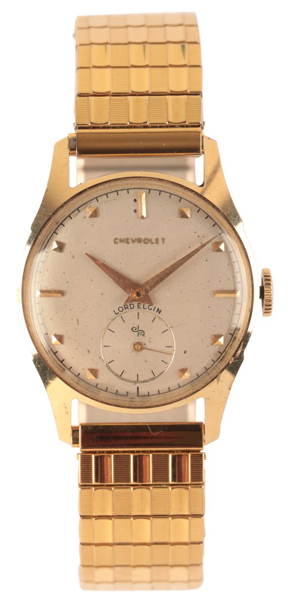 CHEVROLET: A GENTLEMAN'S 14CT GOLD WRISTWATCH