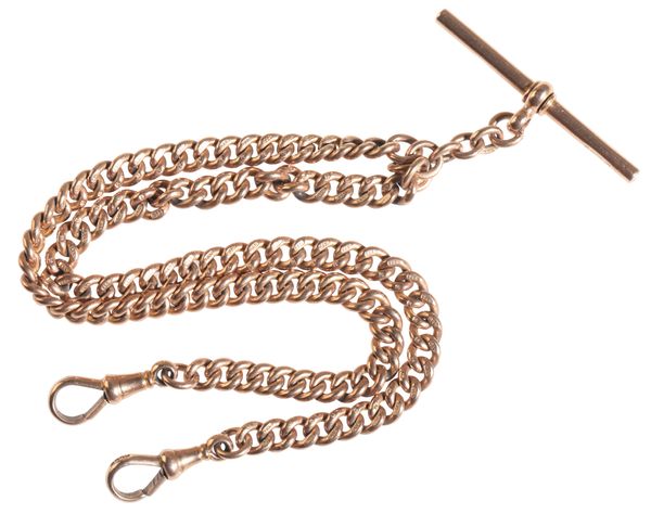 A 9CT GOLD WATCH CHAIN