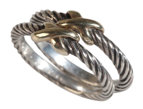 DAVID YURMAN: A PAIR OF SILVER AND 14K GOLD MOUNTED CABLE TWIST BANDS
