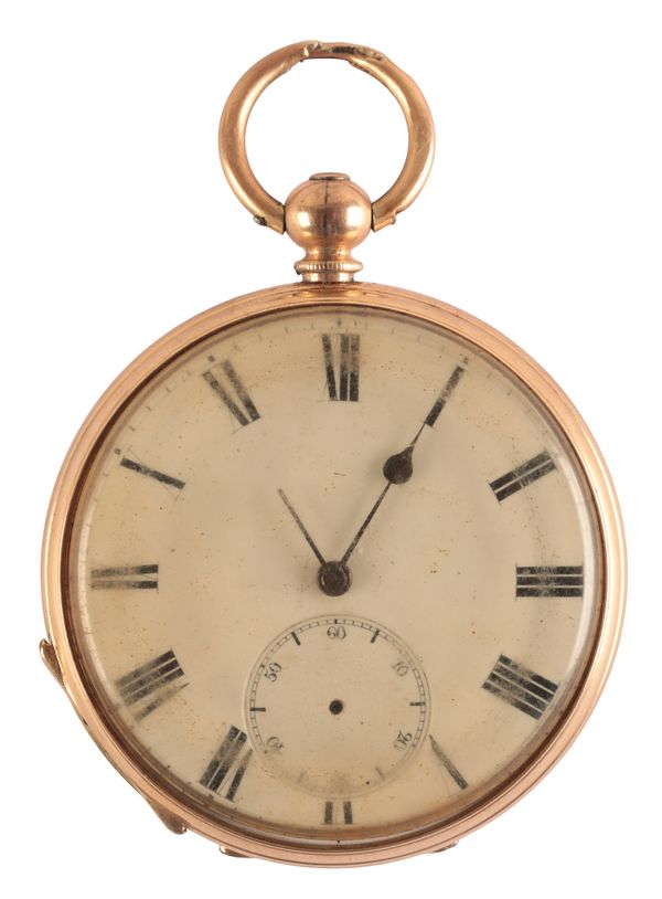 A GENTLEMAN'S 14CT GOLD OPEN FACE POCKET WATCH