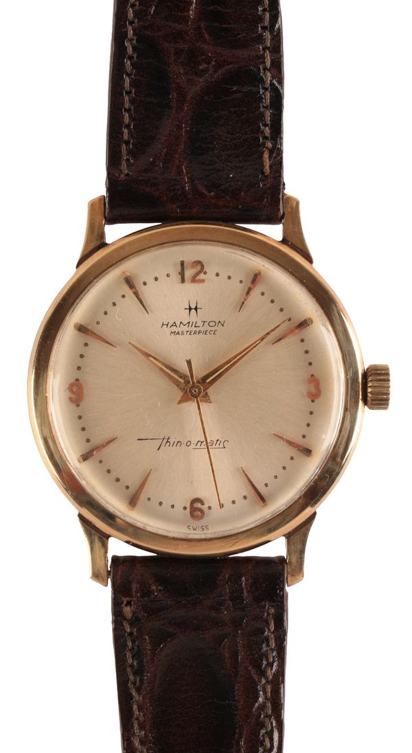 HAMILTON: A 10K GOLD GENTLEMAN'S WRISTWATCH