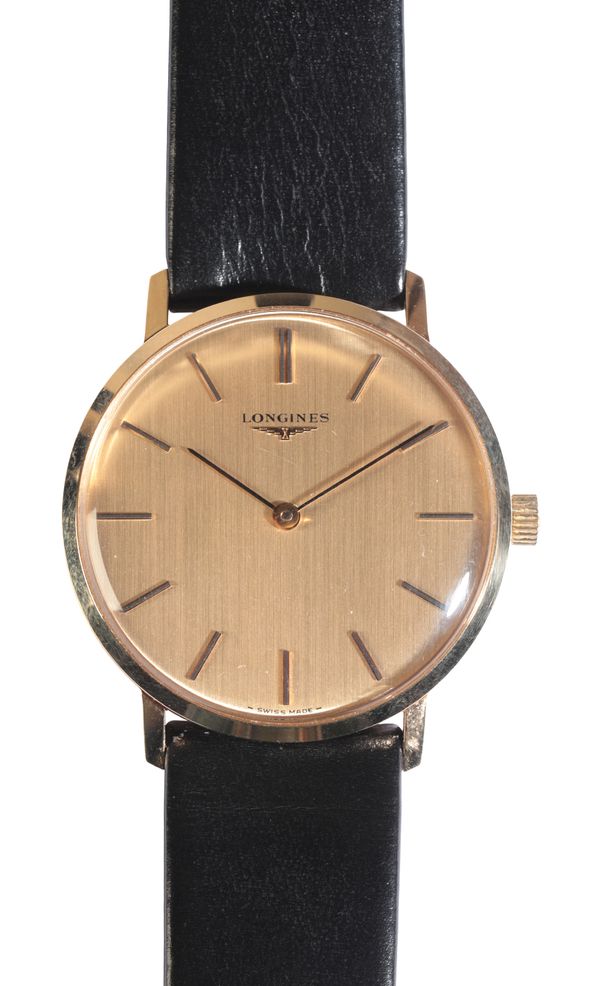 LONGINES: A GENTLEMAN'S GOLD-PLATED WRISTWATCH