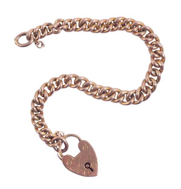 A YELLOW METAL HOLLOW LINK BRACELET