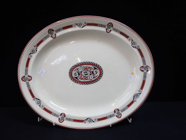 DAISY MAKEIG-JONES FO WEDGWOOD: AN OVAL SERVING DISH, 'VESPASIAN' PATTERN