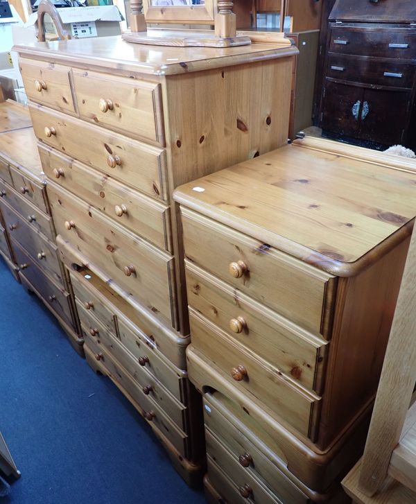 A PAIR OF DUCAL PINE BEDSIDE CHESTS