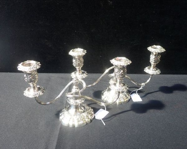 A PAIR OF GORHAM MFG. CO. SILVER-PLATED CANDELABRA