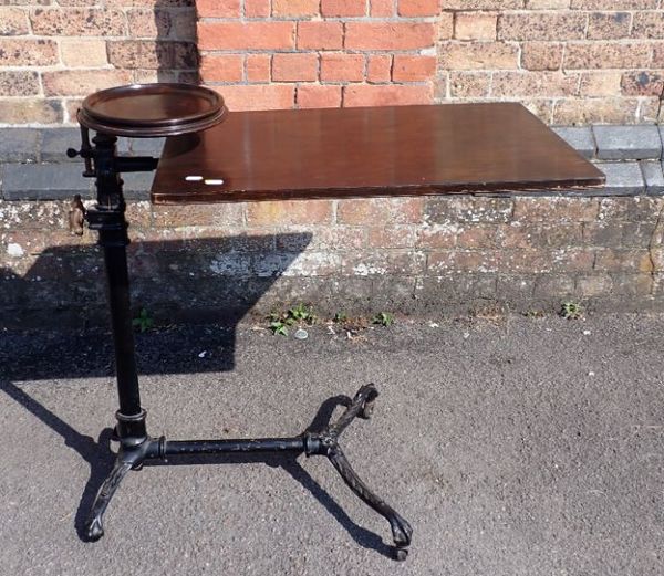 A 'FOOT'S PATENT' WOOD AND CAST IRON INVALID TABLE