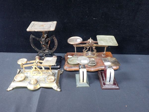 VARIOUS POSTAL SCALES, ONE WITH CAST BRASS BASE