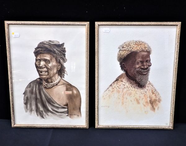 GERARD BHENGU, PAIR OF AFRICAN PORTRAITS