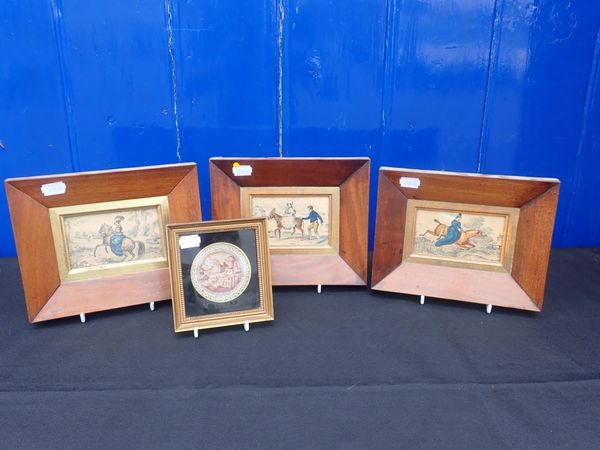 THREE NURSERY PRINTS IN MAHOGANY FRAMES