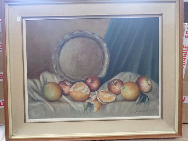 STILL LIFE-FRUIT AND A SILVER DISH