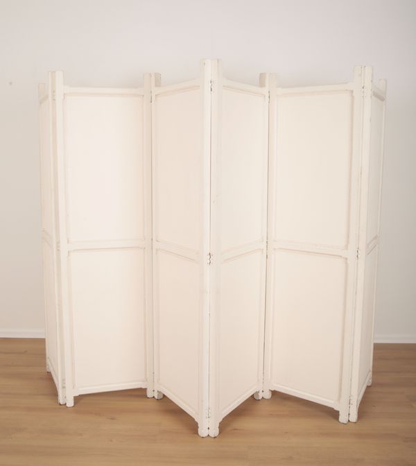 A WHITE-PAINTED SIX FOLD SCREEN