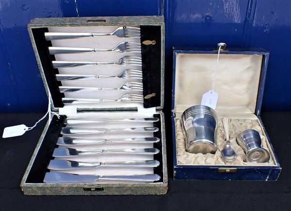 A SILVER PLATED CHRISTENING SET