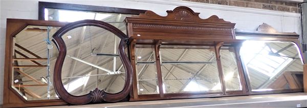 A VICTORIAN OVERMANTEL MIRROR, WITH TRIPLE BEVELLED PLATES, PLATE SHELF