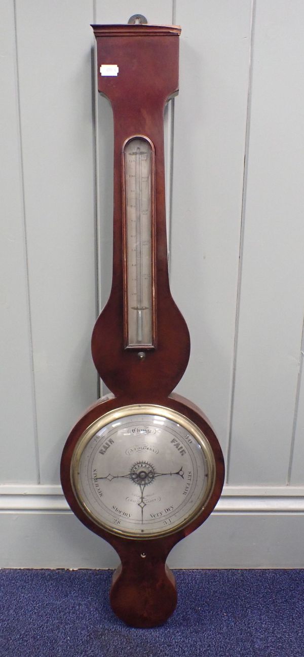 A 19TH CENTURY MAHOGANY CASED WHEEL BAROMETER