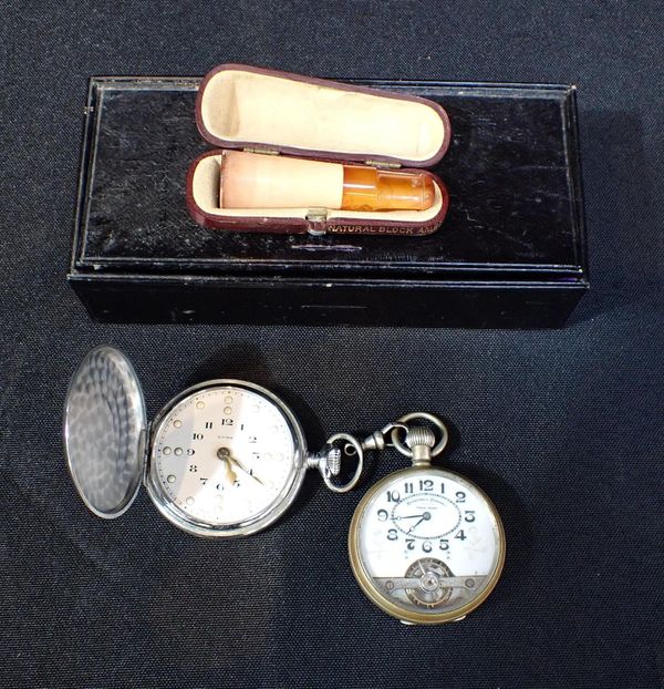 A SWISS-MADE HEBDOMAS PATENT POCKET WATCH