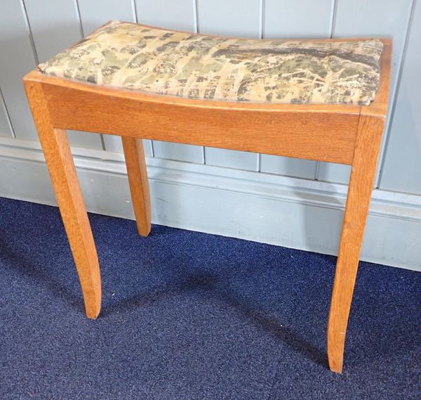 A PALE OAK ARTS & CRAFTS STYLE STOOL