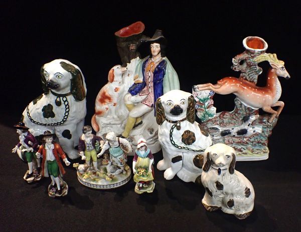 TWO VICTORIAN STAFFORDSHIRE FLAT BACK SPILL VASES