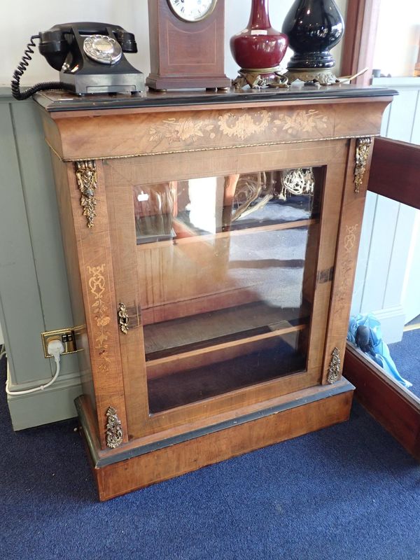 A 19TH CENTURY WALNUT AND MARQUETRY PIER CABINET