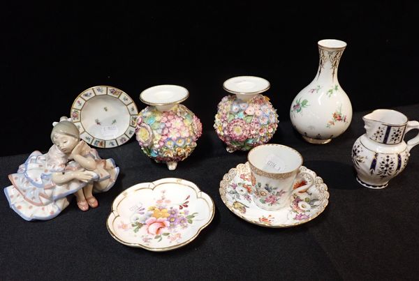 COALBROOKDALE BY COALPORT: A PAIR OF FLOWER ENCRUSTED CANDLESTICKS