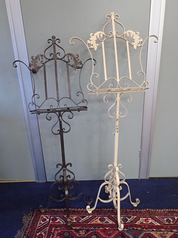 A PAIR OF WROUGHT METAL MUSIC STANDS