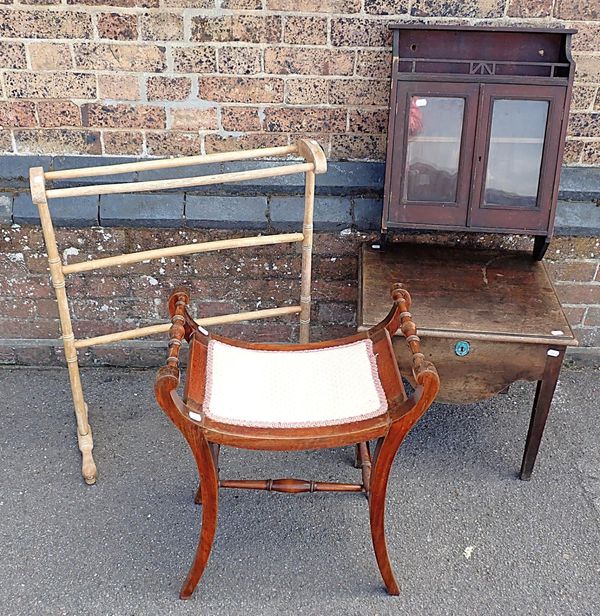 A VICTORIAN BEECH TOWEL HORSE