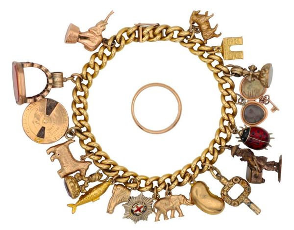 AN ANTIQUE CHARM BRACELET