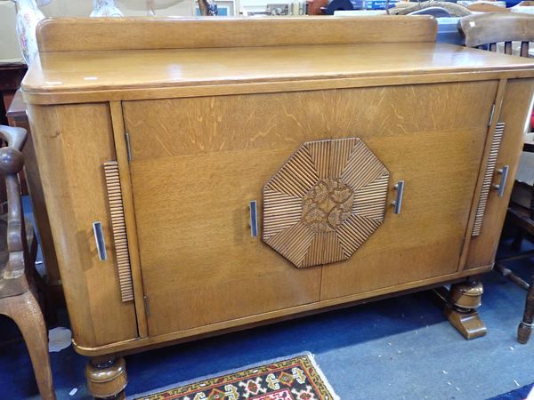 AN ART DECO OAK SIDEBOARD