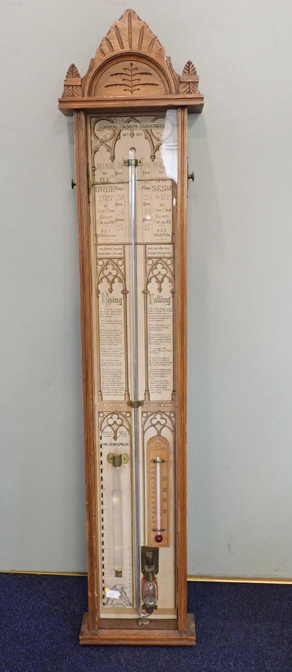 AN OAK CASED ADMIRAL FITZROY BAROMETER