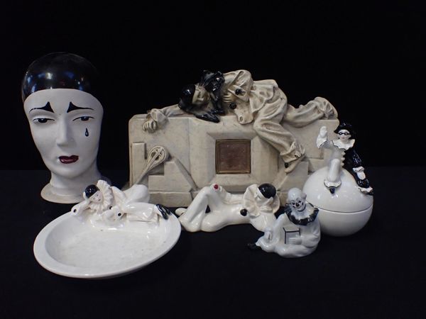 A PIERROT OR CLOWN ART DECO CLOCKCASE