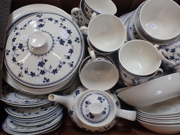 A ROYAL DOULTON BLUE AND WHITE PART DINNER/TEA SERVICE