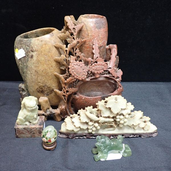A LARGE CHINESE SOAPSTONE BRUSH WASHER