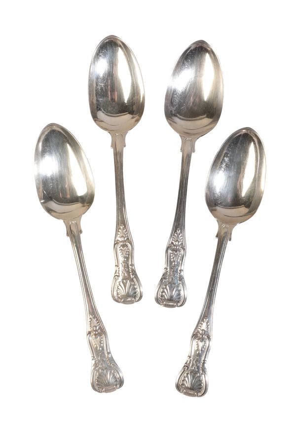 A SET OF FOUR VICTORIAN SILVER KINGS PATTERN TABLE SPOONS