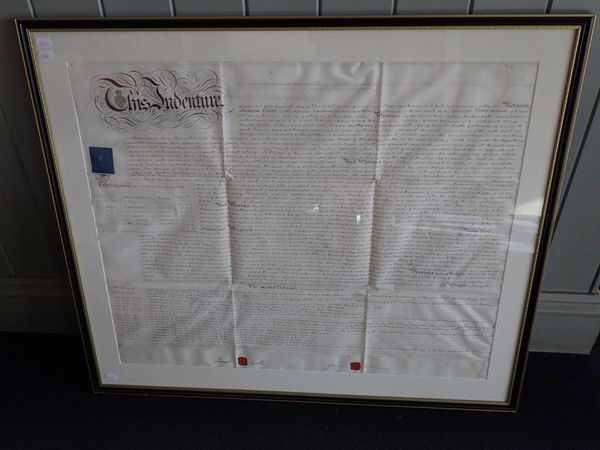 A FRAMED DORSET RELATED 1856 INDENTURE