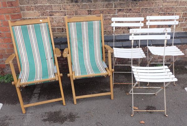 A PAIR OF VINTAGE GARDEN ARMCHAIRS