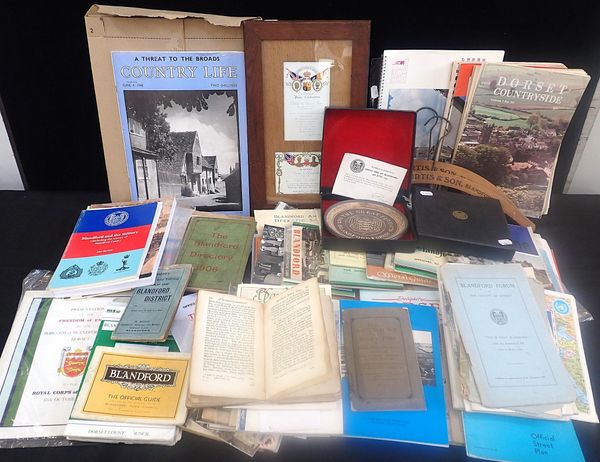 A COLLECTION OF BLANDFORD, DORSET RELATED PRINTED EPHEMERA