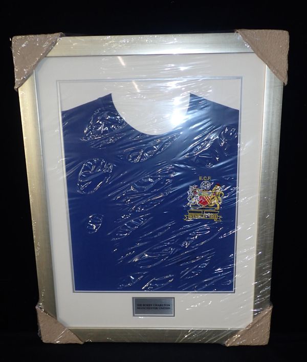 'SIR BOBBY CHARLTON' SIGNED FRAMED SHIRT