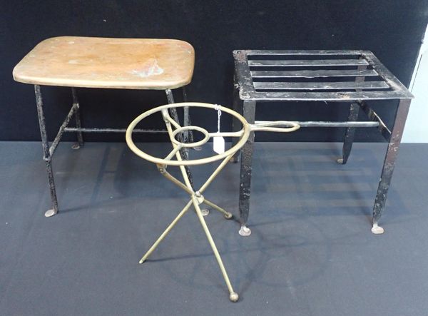 A 19th CENTURY WROUGHT IRON TRIVET OR LOW TABLE
