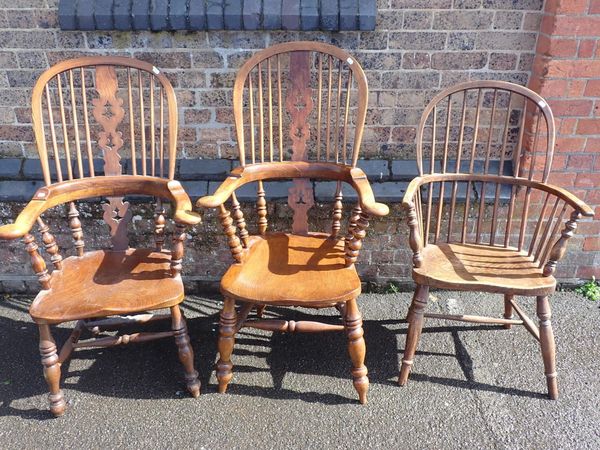 THREE WINDSOR HOOP-BACK ARMCHAIRS