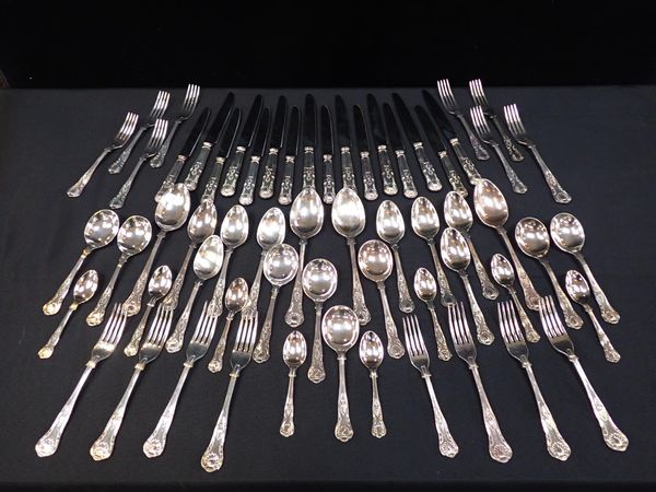 A MAPPIN & WEBB SILVER-PLATED KING'S PATTERN CANTEEN