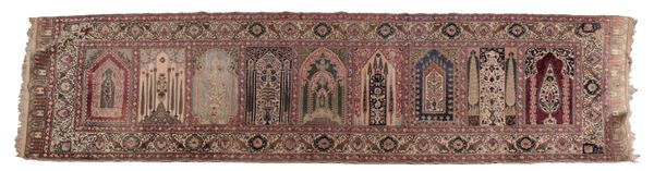 AN ANTIQUE TURKISH SILK ‘MOSQUE’ PRAYER RUG