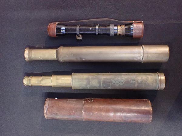 TWO TELESCOPES AND A RIFLE SCOPE