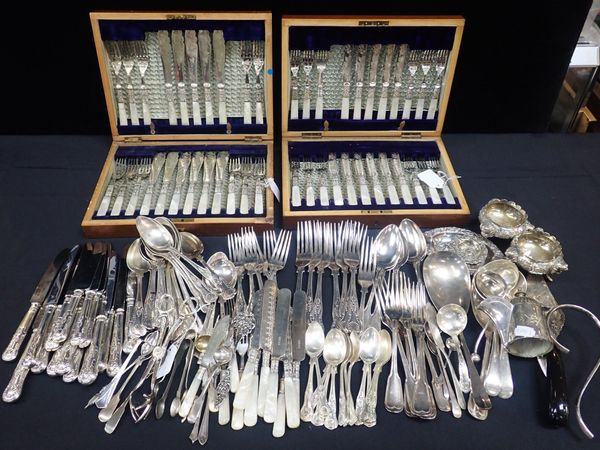 TWO SILVER-PLATED CANTEEN OF CUTLERY