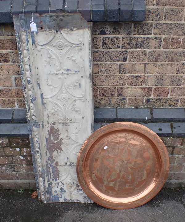 A SECTION OF PRESSED TIN ARCHITECTURAL FRIEZE