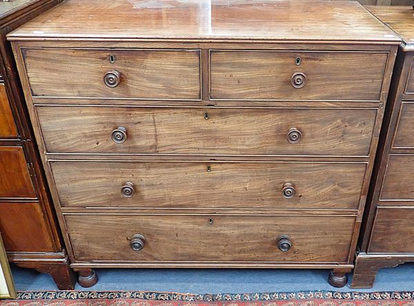 A WILLIAM IV FIGURED MAHOGANY CHEST OF DRAWERS