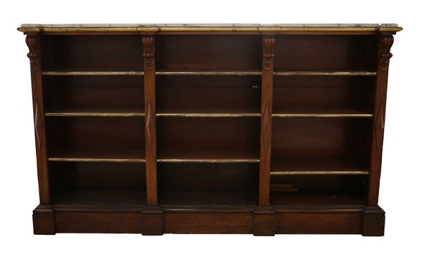 A VICTORIAN OAK, PARCEL GILT AND POLYCHROME PAINTED BOOKCASE